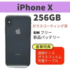 電池新品 iphone X 256GB スペースグレイ SIMフリー 完動品