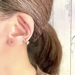 【サンプル特価】シルバーフィルド/コンビカラーのロンデルイヤーカフ/ピアス穴不要