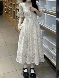 花柄 ワンピース 半袖 ロング
