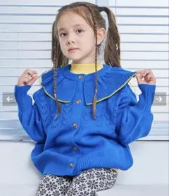 マーキーズ【マシンウォッシャブル】フリルカラーニットカーディガン　Sサイズ