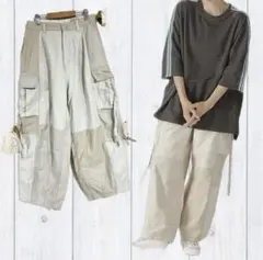 niko and...ニコアンド　ストリングカーゴパンツ リメイクライクゆったり