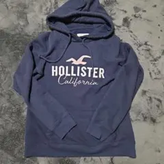 Hollister ネイビー パーカー　裏起毛　ロゴ