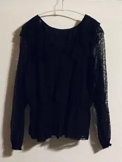 黒レース　キレイめ　トップス　4L