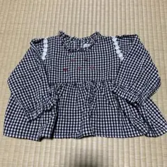 しまむら　黒白チェック柄 長袖シャツ 100cm