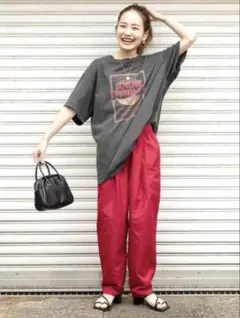 レッド ワイドパンツ Fサイズ