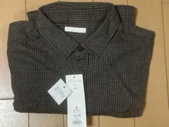 【未使用】GUフランネルチェックシャツ グレー Sサイズ