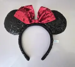 ミニーマウス スパンコールカチューシャ 黒