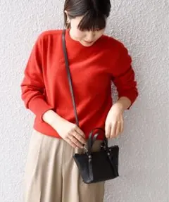 【新品・未使用】シップス カシミヤ100% クルーネック ニット　レッド　M