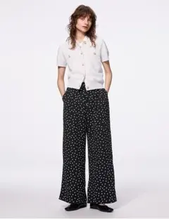 【GU 美品】ドット柄 ワイドパンツ