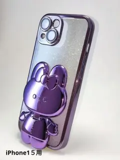 キャラクター型パープルiPhone15ケース