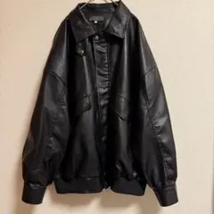 CLEL ヴィンテージデザイン合皮ブルゾン ブラック Mサイズ