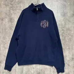 Jerzees AGM刺繍 ハーフジップスウェット Mサイズ　ネイビー