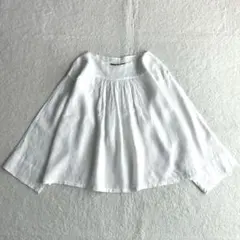 極美品 ハバーサック Bshop リネン100 ブザムシャツ 24SS ブラウス 美品 ハバーサック Bshop リネン100ギャザーブラウス プルオーバー