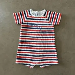Petit Bateau ストライプロンパース 6m