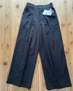 新品タグ付き UNDERSTATEMENTs ストライプ ワイドパンツ 黒 M