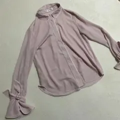 ⭐クミキョク⭐ パウダータッチサテン ブラウス パステルピンク 洗える シンプル