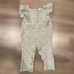 cottoli フリル付きニットサロペット 80 グレー