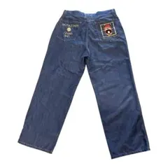 NAPOLEONEE JEANS 1861 ダークブルー ワイドレッグ　熊刺繍