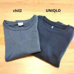 UNIQLOとchil2の黒Tシャツ2枚、130cm