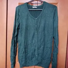 緑 カーディガン グリーン 薄手 花 ボタン