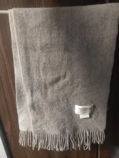 カシミヤ グレー マフラー フリンジ付き