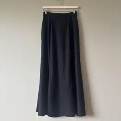 ロング丈 国産リネンスカート ブラック