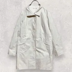 ステンカラーコート L ベージュ 薄手 ロング丈 シンプル