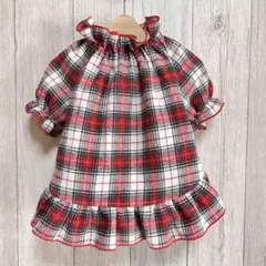 フリルチュニックワンピ　起毛チェック　冬服　犬服　ハンドメイド