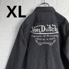 【美品】 Von Dutch 背中 刺繍 ストライプ シャツ 目玉 XL