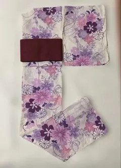浴衣（紫〜ピンク花）単品