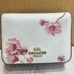 COACH 花柄 二つ折り財布 フローラル ホワイト ピンクのサムネイル