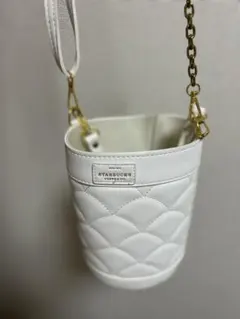 スターバックス　キルティング チェーン パール ショルダーバッグ 白 【美品】