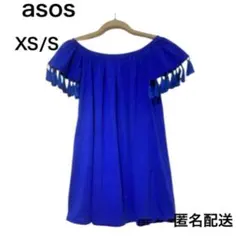 ASOS エイソス　オフショル チュニック/ミニワンピース　フリンジ　XS~S