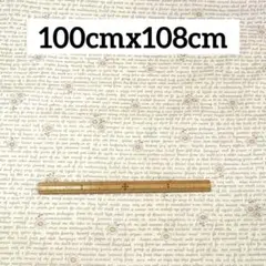 英字 花柄 プリント 生地 生成色生地ベージュ色文字