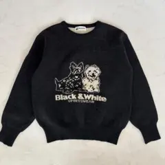 Black&White 犬柄ニット 黒 L（D137）のサムネイル