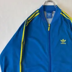 アディダス　オリジナル　トラックジャケット　Lサイズ　刺繍ロゴ　ブルー　ジャージ
