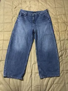 UNIQLO バギーデニム ワイドパンツ 34インチ インディゴ