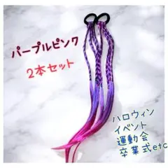 パープルピンク ヘアゴム 2本セット 送料込