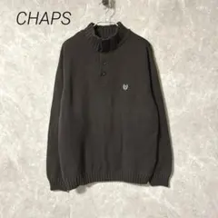 CHAPS ハーフボタン ニット　コットン　ブラウン　刺繍ロゴのサムネイル