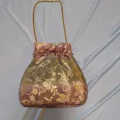 フォーマル　和装用バッグ 金襴 桜文様 がま口