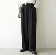 precme. ワイドストレートスラックス ブラックのサムネイル