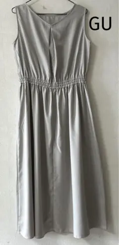 ワンピース　グレー　袖なし　GU ウエストゴム使用