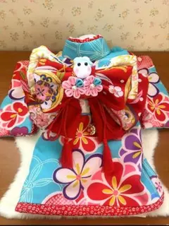 .‎˖٭*花柄水色犬用着物.‎˖٭*　犬服　犬服用お着物