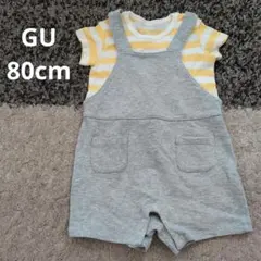 GU ベビー服 ロンパース 80cm イエロー ボーダーのサムネイル