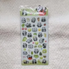 3D ぷっくり ドロップ 立体 デコ シール パンダ シール帳 シール交換 緑