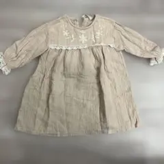 story of la camel ベージュ刺繍長袖ワンピース S