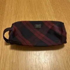 【美品】PORTER チェック柄ポーチペンケース　ネイビー×レッド　ユニセックスのサムネイル