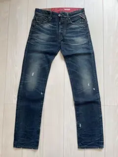REPLAY BLUE JEANSダメージ加工デニムパンツ