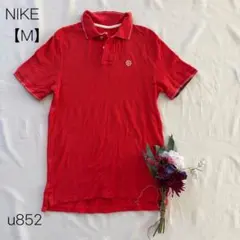ナイキ　Nike NIKE 風ロゴ刺繍　ポロシャツ　ワンポイント　レッド【M】