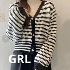 GRL☆グレイル ニットカーディガン Ｖネック ショート丈 バルーン袖